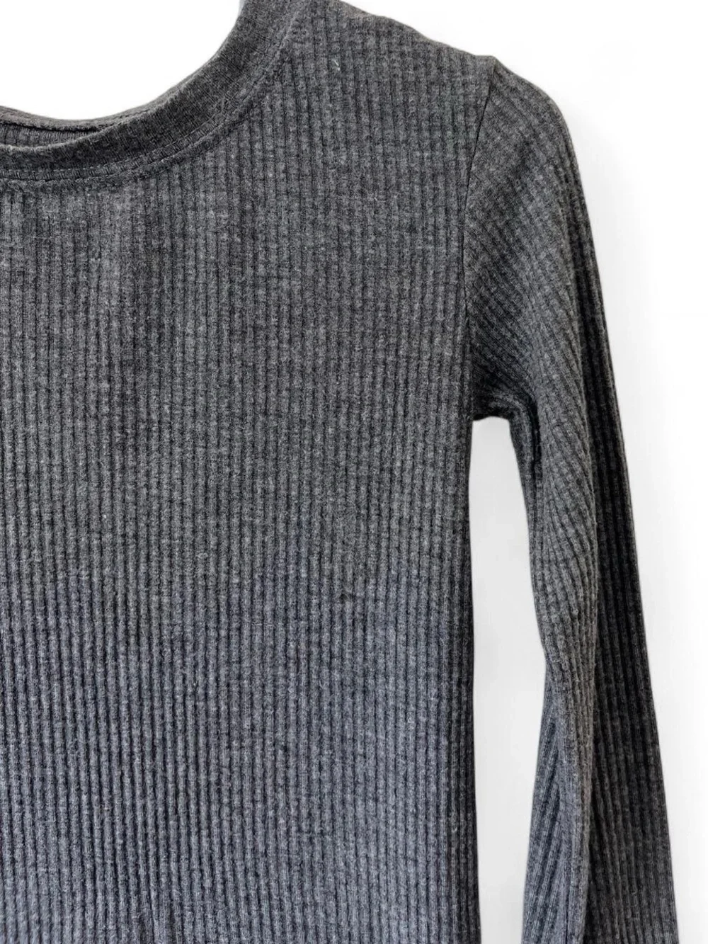 Toddler Unisex 3T Little Sleepies Long Sleeve Gray Ribbed Knit Pajama Top EUC